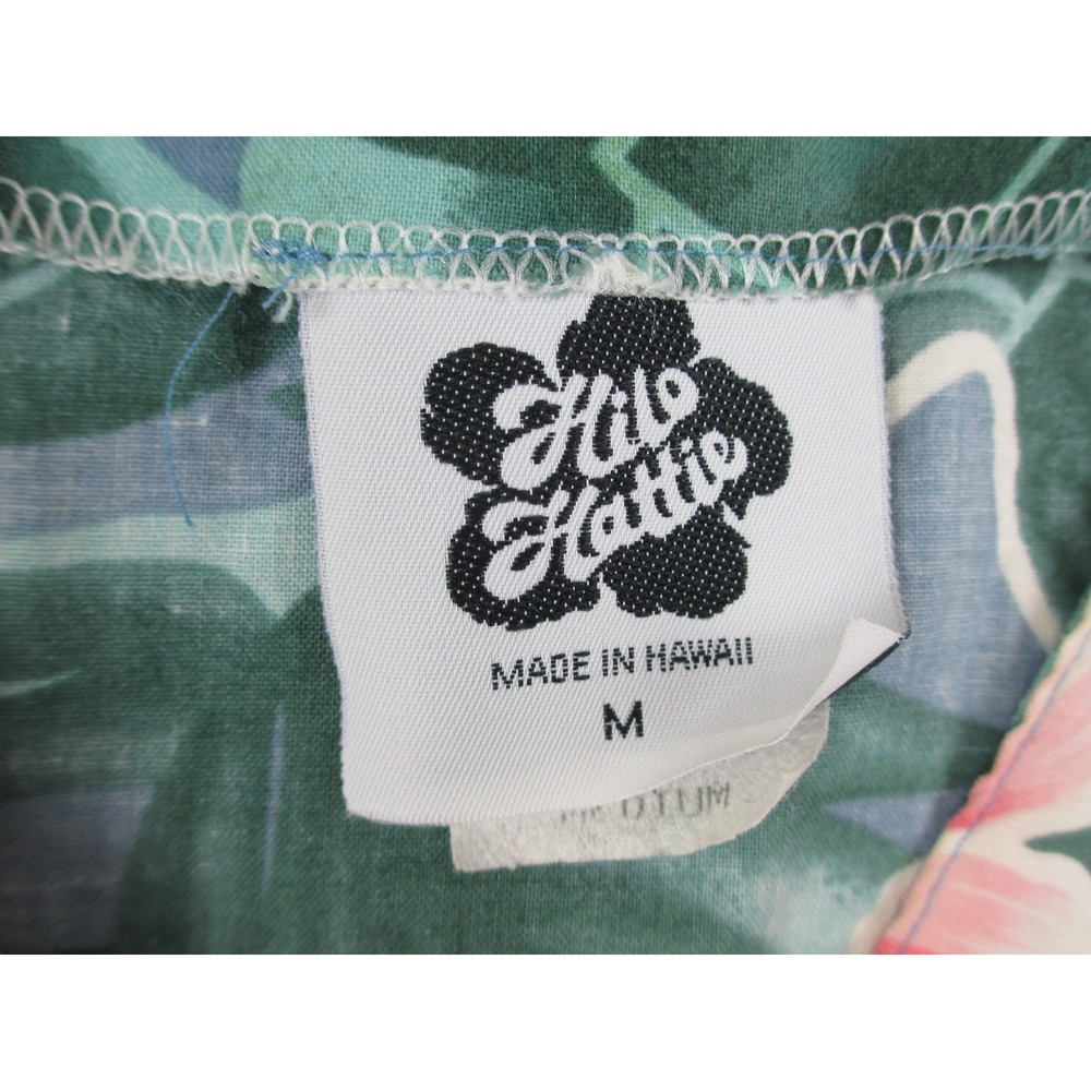 Hilo Hattie Shirt Womens Medium Green Floral Button Up Hawaiian Ladies - Picture 7 of 8